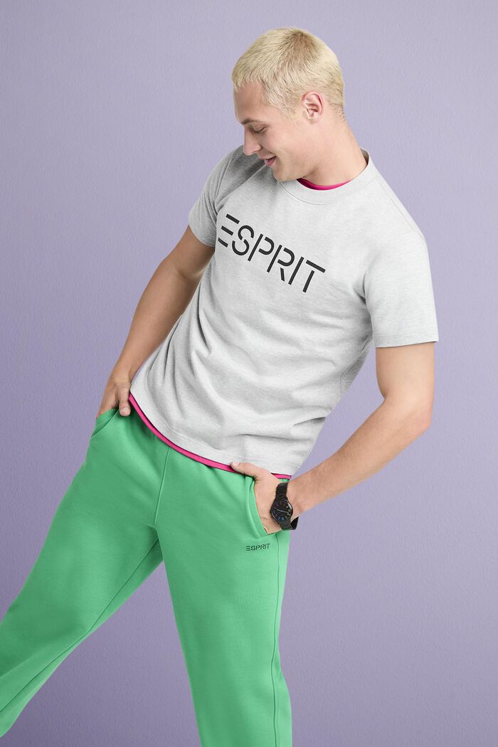 T-shirt z logo z bawełnianego dżerseju, unisex, LIGHT GREY, detail image number 1