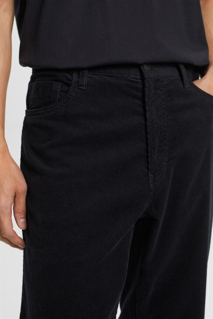 Sztruksowe spodnie, straight fit, BLACK, detail image number 2