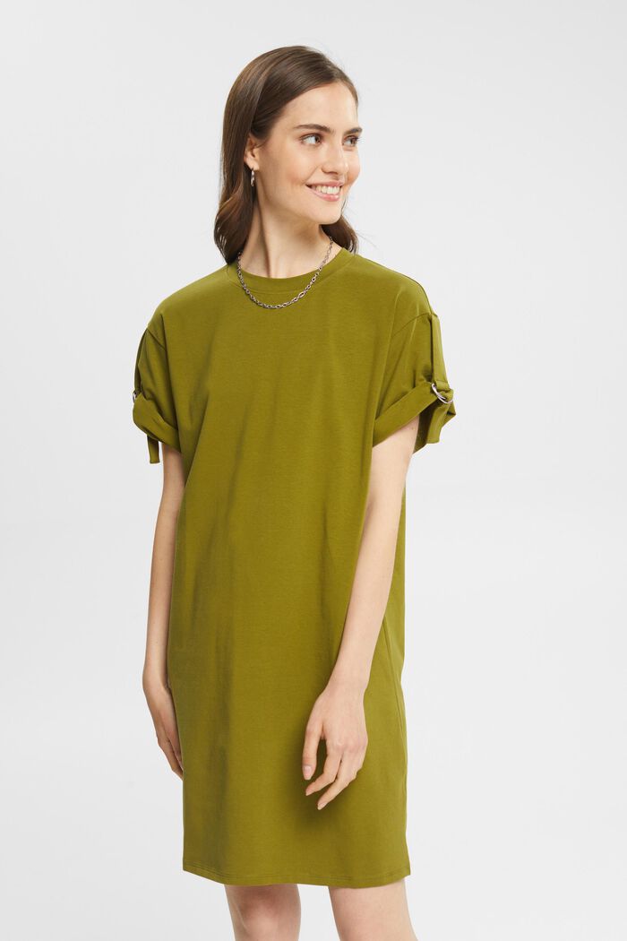 Sukienka w stylu T-shirtu z klamrami, OLIVE, detail image number 1