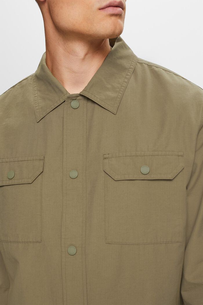 Koszula w stylu utility, mieszanka bawełniana, KHAKI GREEN, detail image number 3