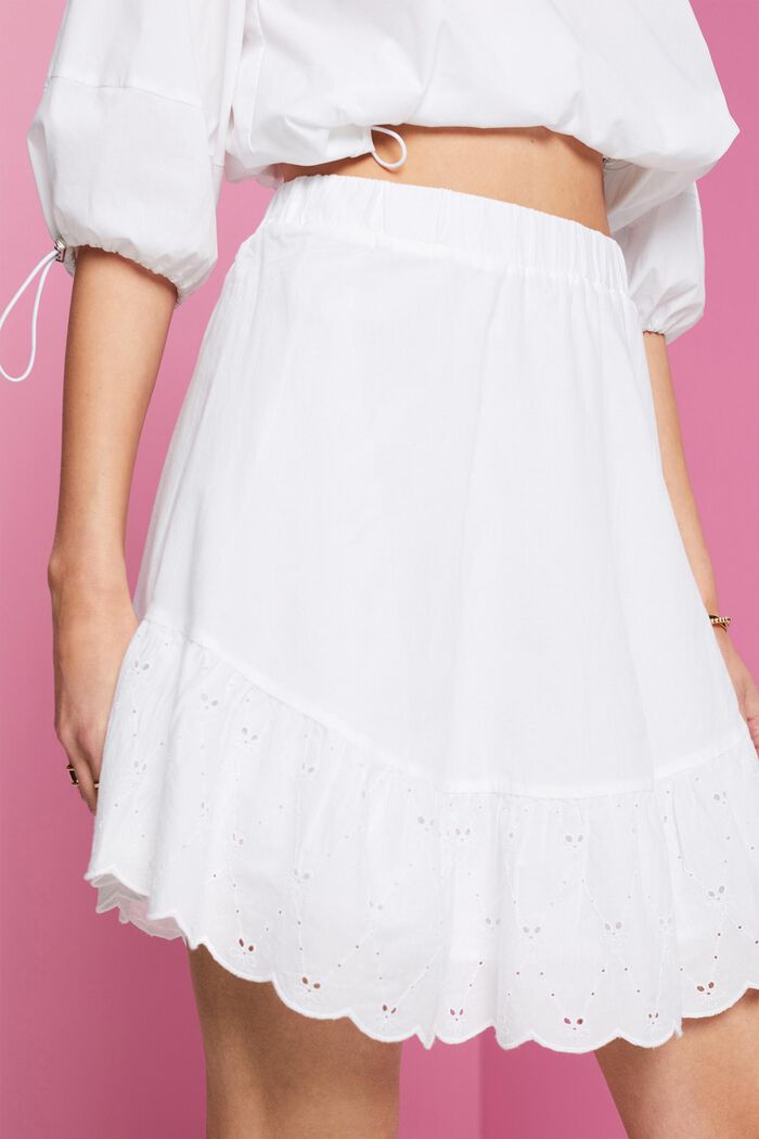 Haftowana spódniczka mini z bawełny, WHITE, detail image number 2