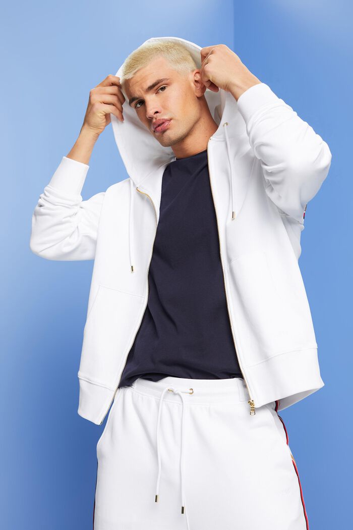 Bawełniana bluza z kapturem w paski, WHITE, detail image number 0