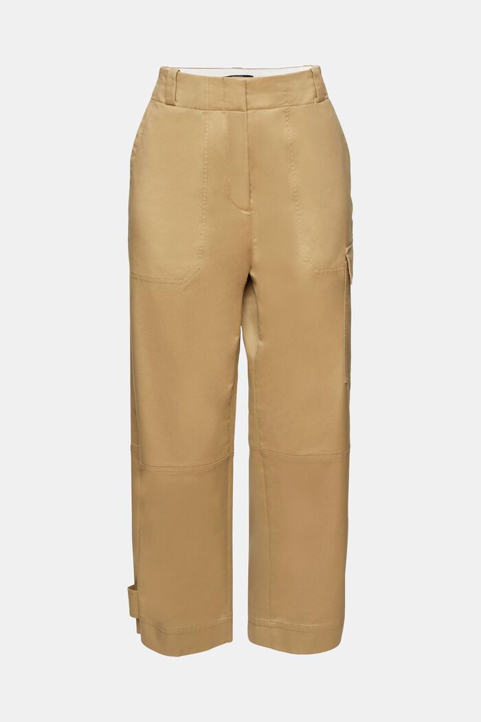 Skrócone spodnie w stylu cargo, KHAKI BEIGE, detail image number 6