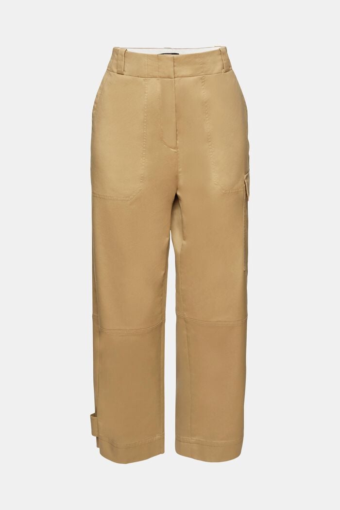 Skrócone spodnie w stylu cargo, KHAKI BEIGE, detail image number 6