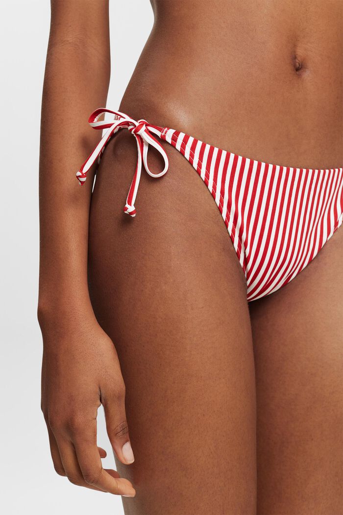 Dół od bikini w paski z wiązaniami po bokach, DARK RED, detail image number 2