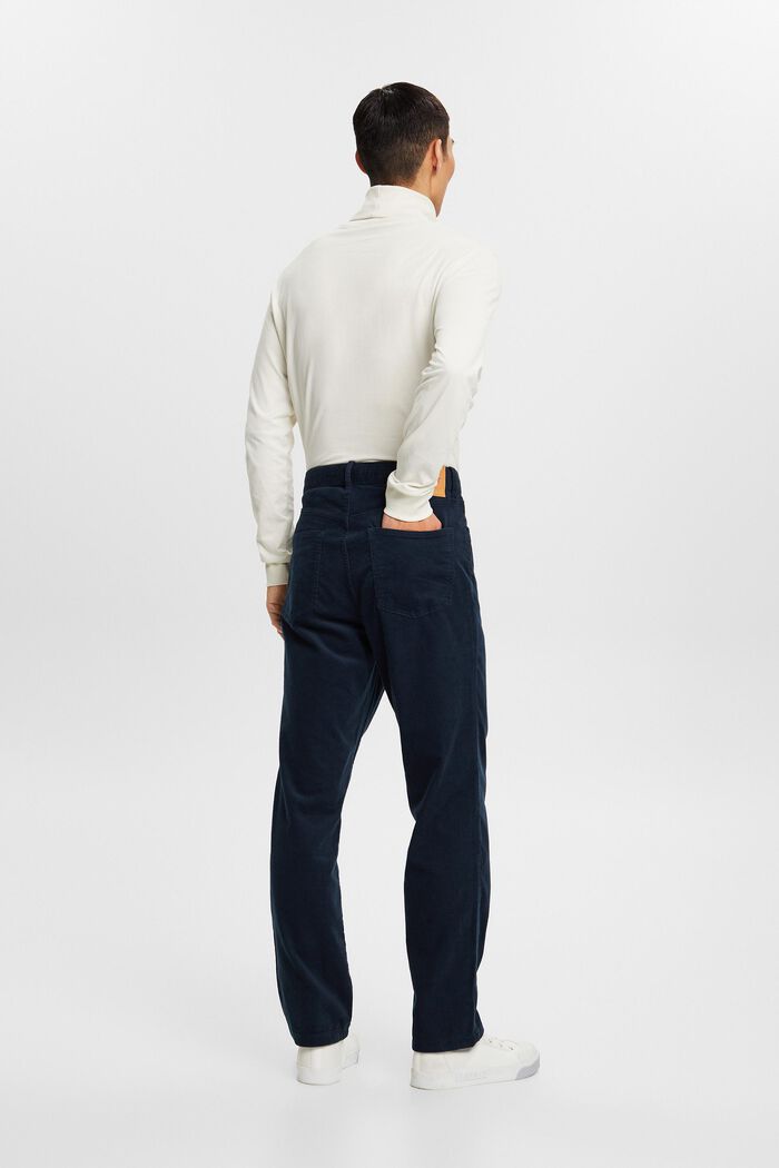 Sztruksowe spodnie, straight fit, PETROL BLUE, detail image number 3