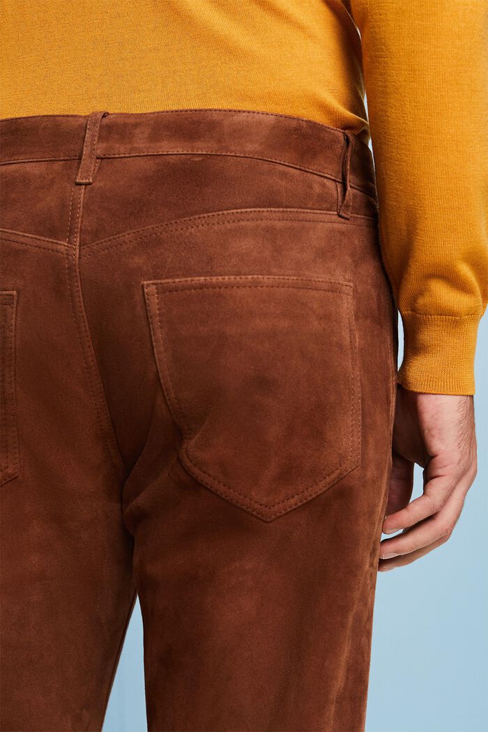 Zamszowe spodnie z prosto skrojonymi nogawkami, BARK, detail image number 4