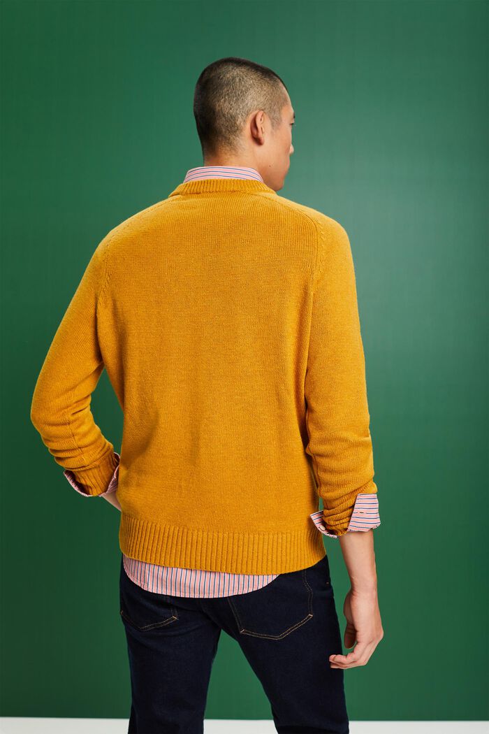 Nakrapiany sweter z okrągłym dekoltem, AMBER YELLOW, detail image number 3
