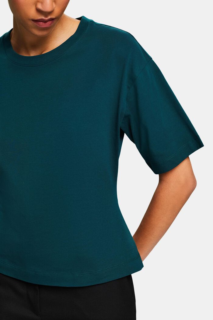 T-shirt z okrągłym dekoltem i wcięciem w talii, DARK TEAL GREEN, detail image number 2
