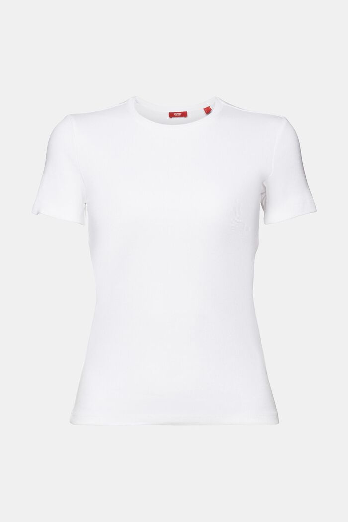 T-shirt z okrągłym dekoltem z dżerseju z bawełny, WHITE, detail image number 8