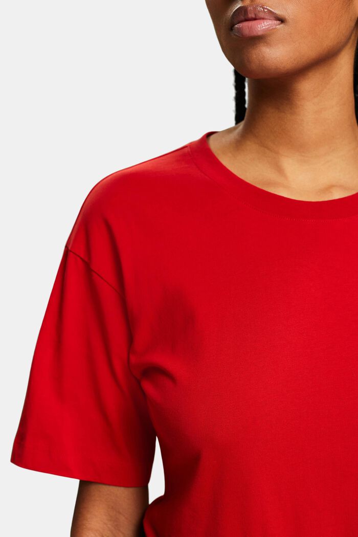 T-shirt z okrągłym dekoltem i wcięciem w talii, DARK RED, detail image number 3