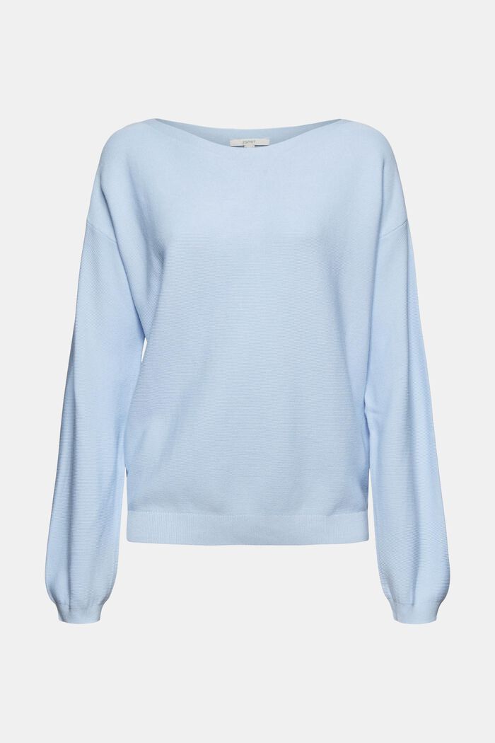 Dzianinowy sweter, 100% bawełny ekologicznej, PASTEL BLUE, detail image number 0