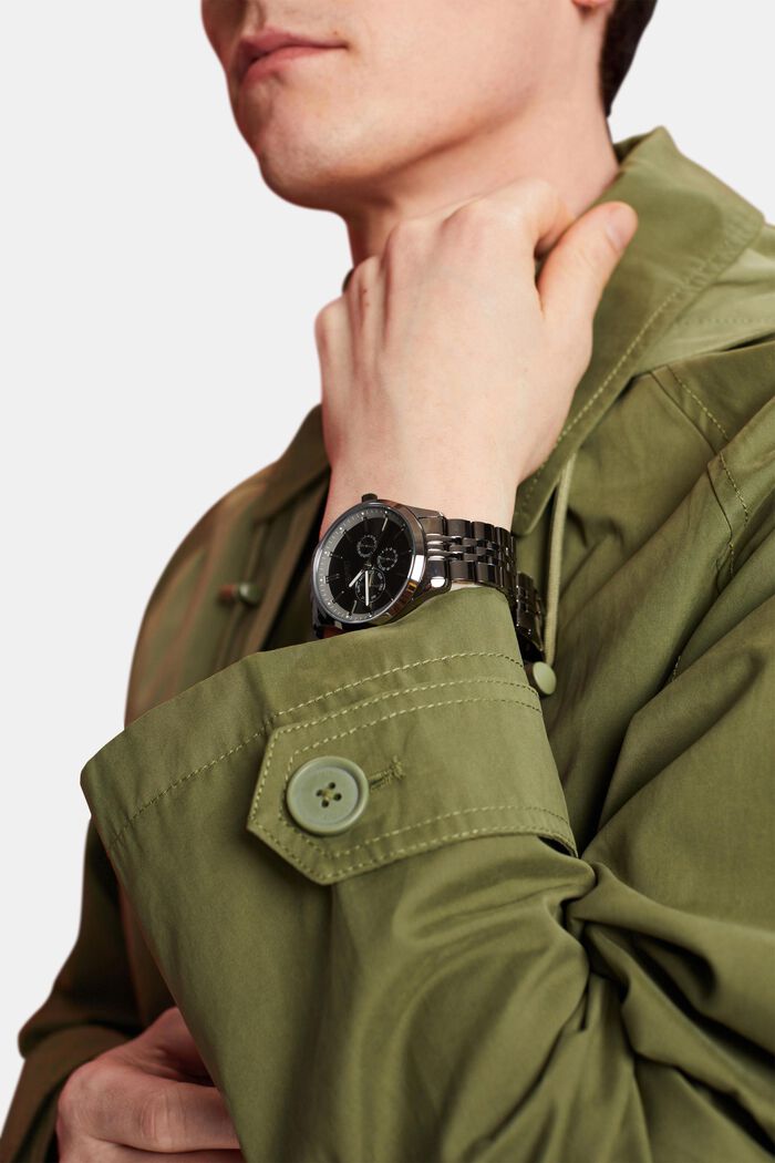 Zegarek ze stali szlachetnej z dzieloną bransoletką, GREY, detail image number 2