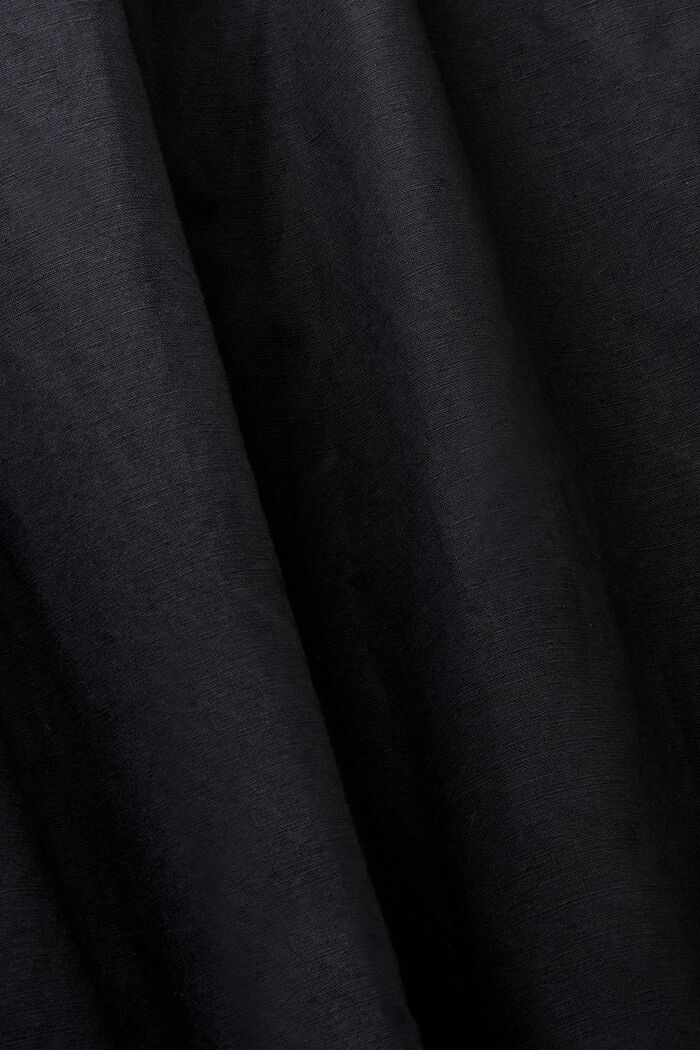 Spodnie z bawełny i lnu, BLACK, detail image number 6