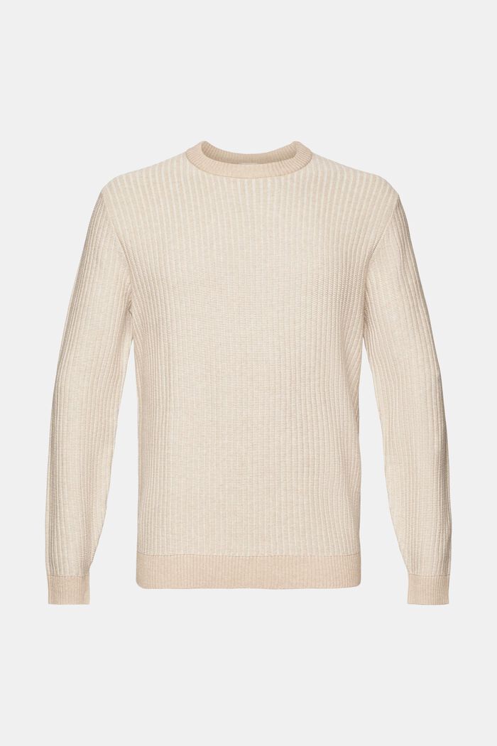 Dwukolorowy sweter z prążkowanej dzianiny, LIGHT TAUPE, detail image number 6