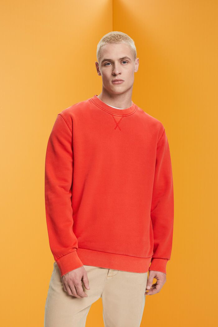 Jednokolorowa bluza o fasonie regular fit, RED, detail image number 0