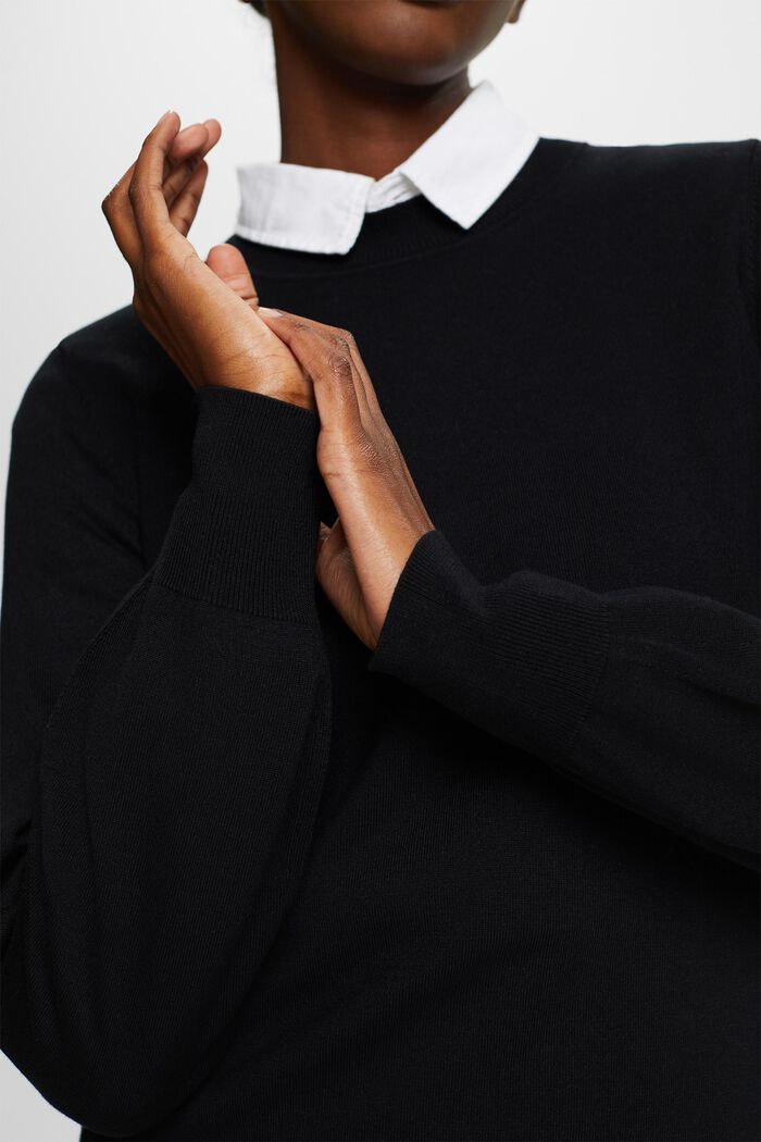 Sweter z okrągłym dekoltem w paski, BLACK, detail image number 2
