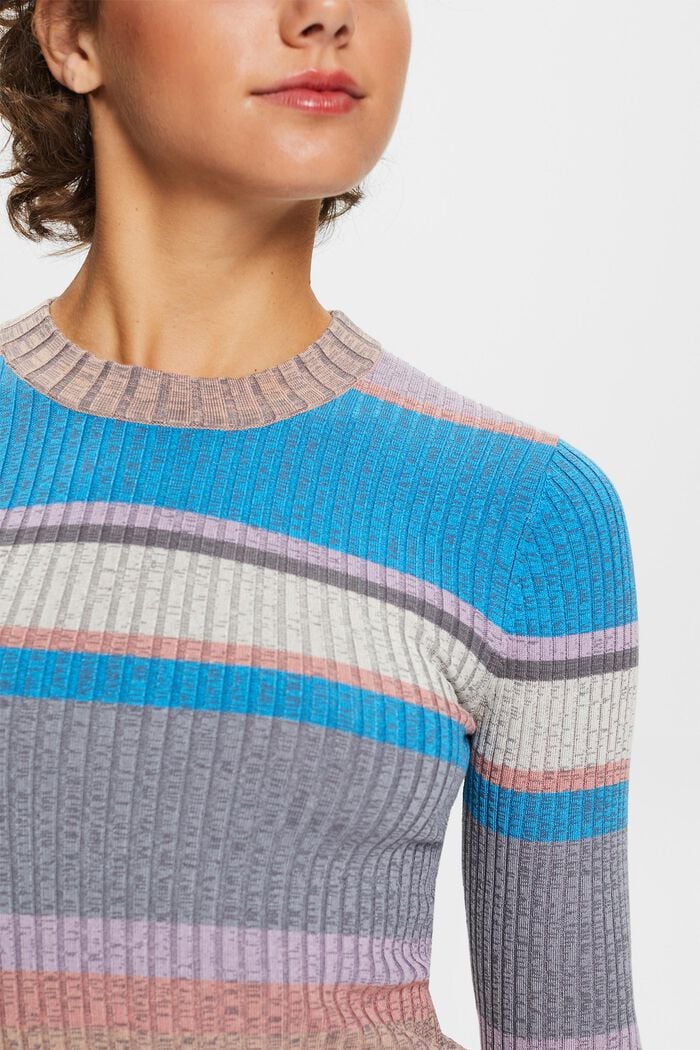 Sweter z prążkowanej dzianiny, LENZING™ ECOVERO™, BLUE, detail image number 2