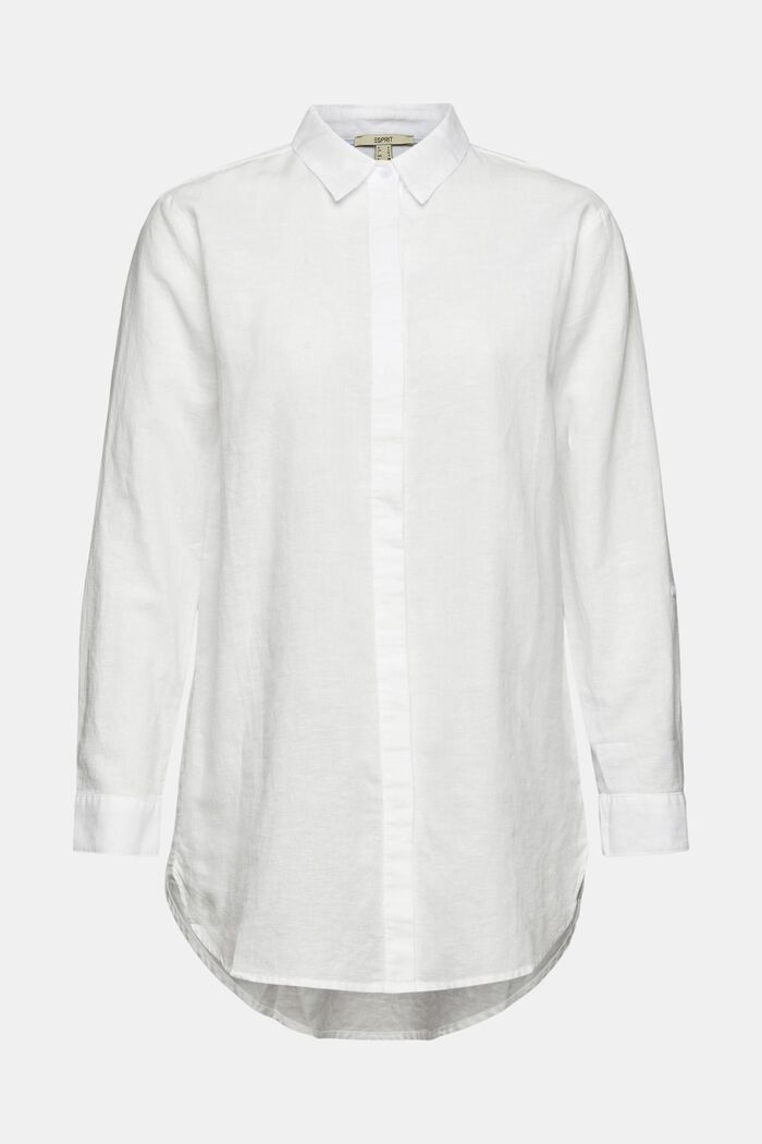 Oversizowa bluzka z mieszanki lnianej, WHITE, overview