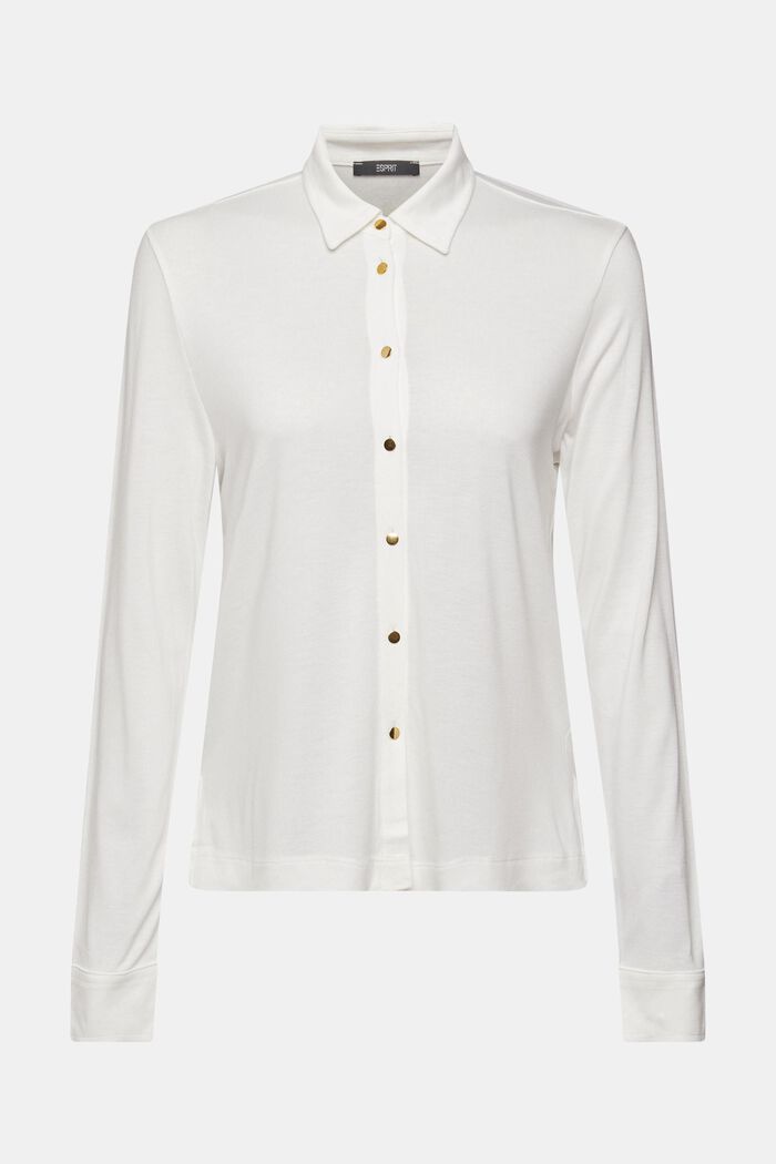 Koszulka z długim rękawem zapinana na guziki, LENZING™ ECOVERO™, OFF WHITE, detail image number 6
