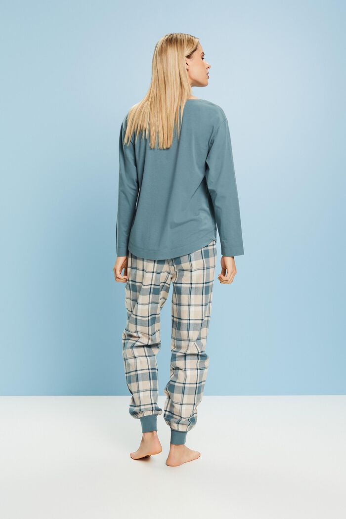 Flanelowa piżama w kratkę, NEW TEAL BLUE, detail image number 3