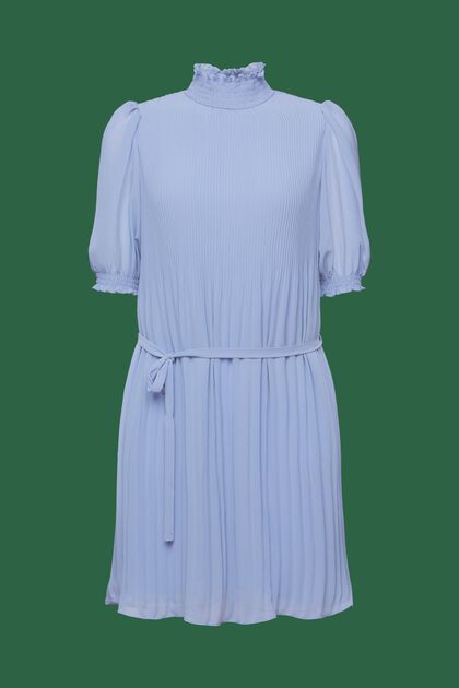 Sukienka mini z półgolfem z plisowanego szyfonu