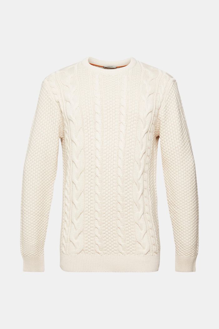 Sweter z warkoczowym wzorem, OFF WHITE, detail image number 2