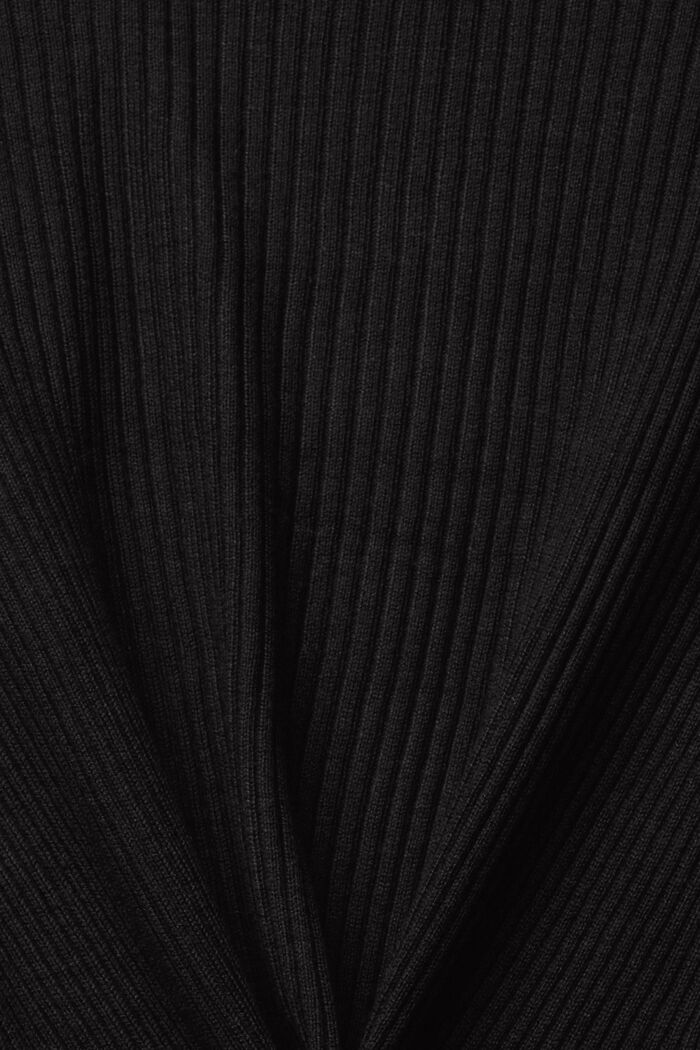 Prążkowany kardigan z wydłużonymi rogami, BLACK, detail image number 1