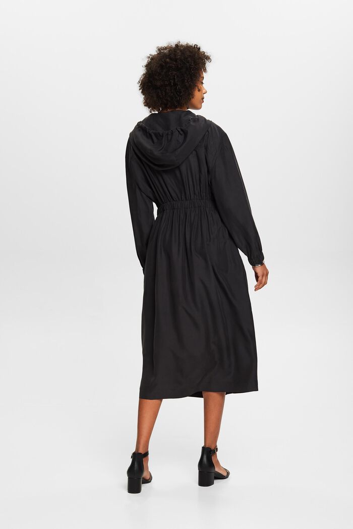 Sukienka spadochronowa midi z pranego jedwabiu, BLACK, detail image number 3