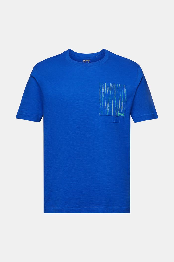 Bawełniany T-shirt z kieszonką z logo, BRIGHT BLUE, detail image number 5