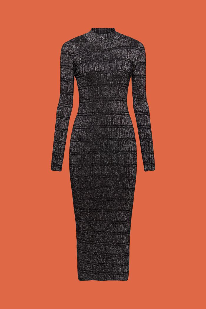 Dzianinowa sukienka midi z lamy, BLACK, detail image number 6