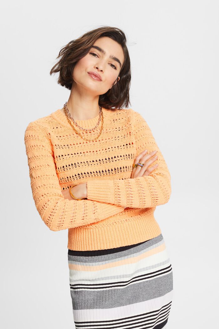 Ażurowy sweter, PASTEL ORANGE, detail image number 0