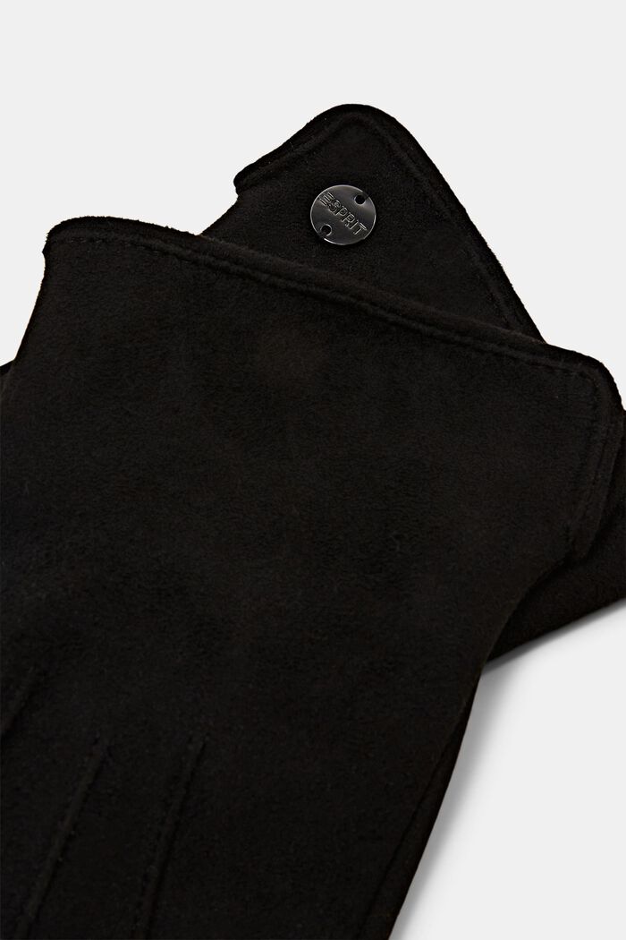 Rękawiczki z imitacji zamszu, przystosowane do obsługi ekranów dotykowych, BLACK, detail image number 1
