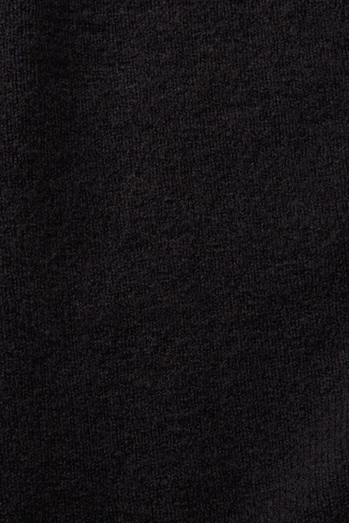 Kardigan z dekoltem w serek zapinany na guziki, mieszanka wełniana, BLACK, detail image number 5