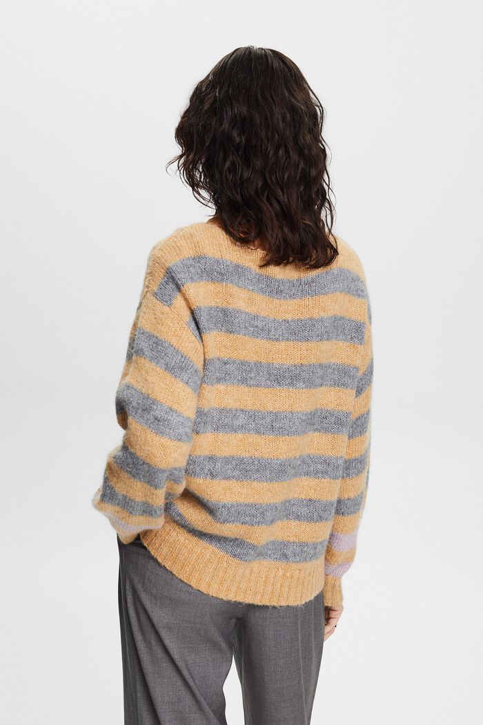 Sweter w paski z mieszanki z wełną i moherem, DUSTY NUDE, detail image number 4