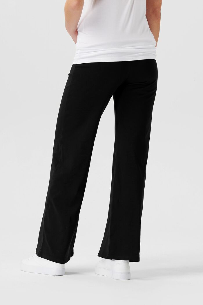 Spodnie z dżerseju z panelem na brzuch, bawełna organiczna, BLACK, detail image number 1