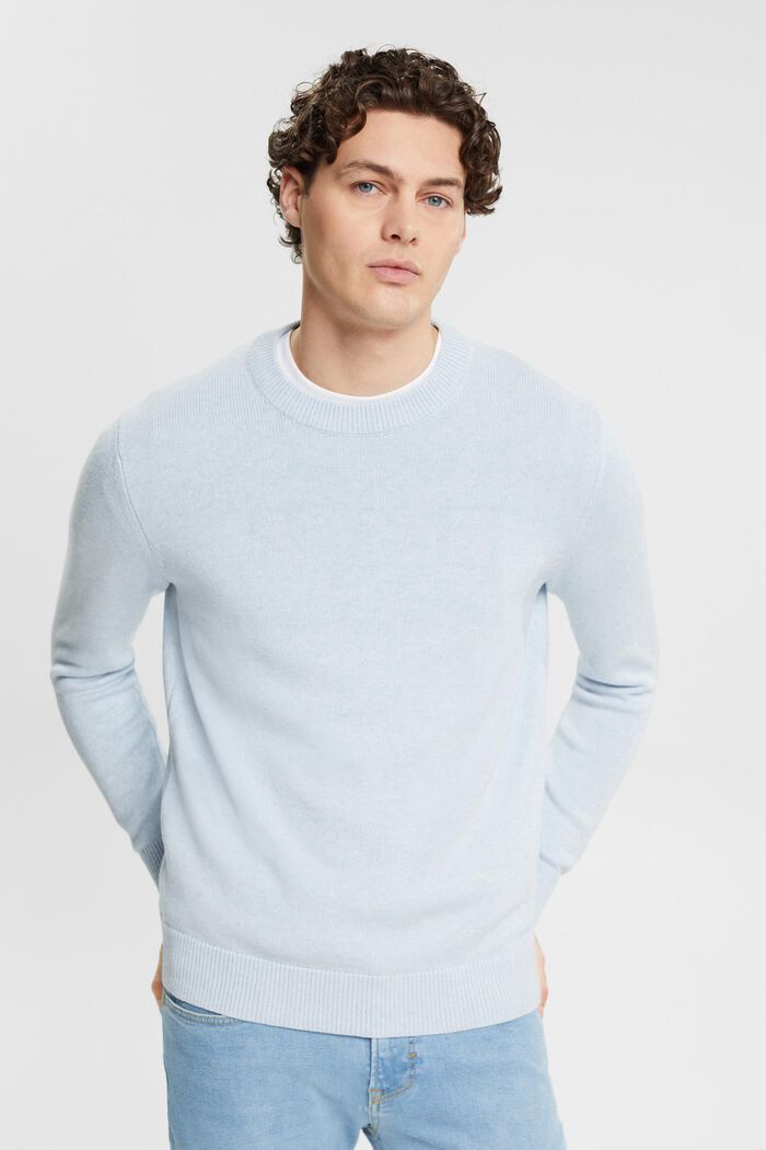 Dzianinowy sweter z ekologicznej bawełny, PASTEL BLUE, detail image number 0