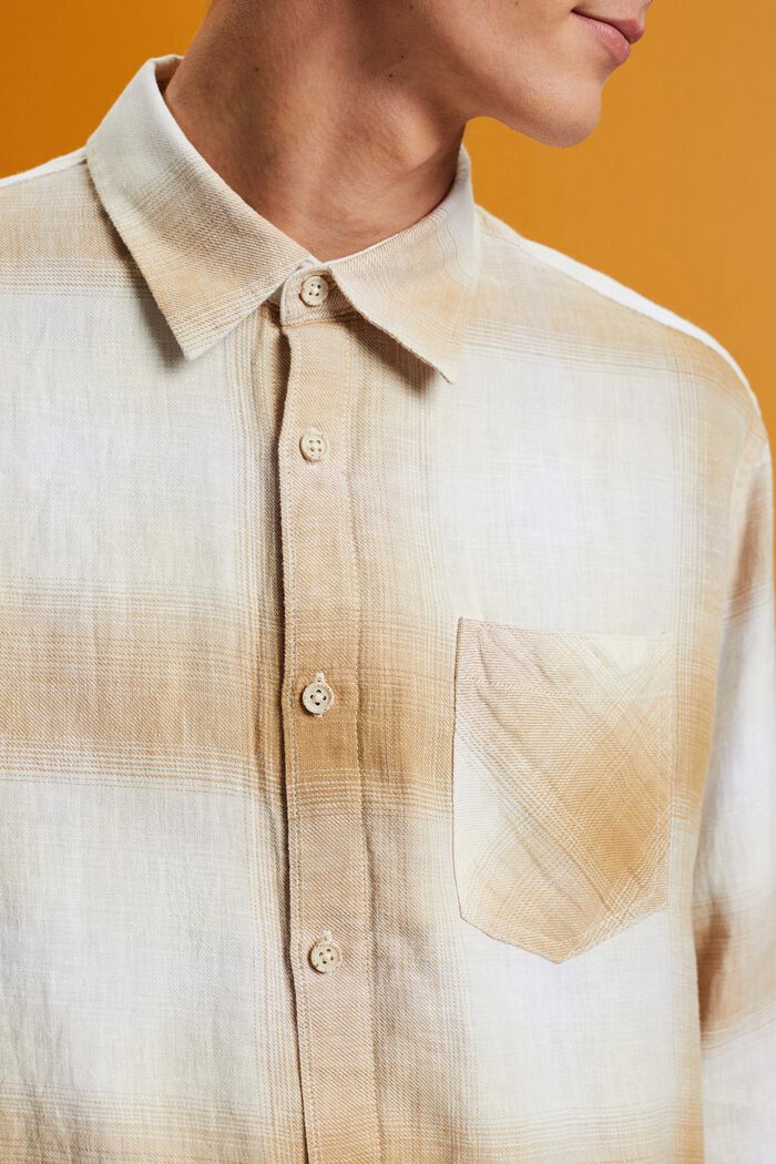 Koszula z tartanu z mieszanki bawełny i konopi w kratę, ICE, detail image number 3