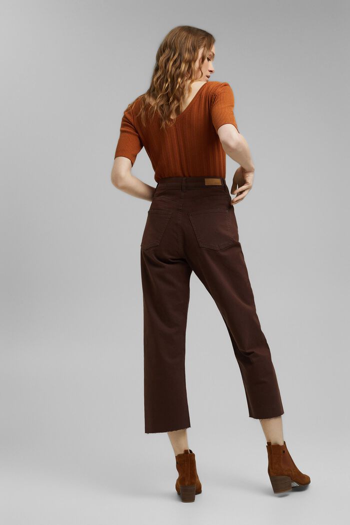 Wygodne spodnie o dł. 7/8 w spranym stylu, bawełna ekologiczna, RUST BROWN, detail image number 3