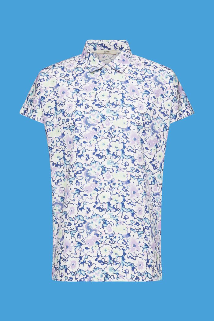 Bluzka z bawełny z kwiatowym nadrukiem, WHITE, detail image number 6