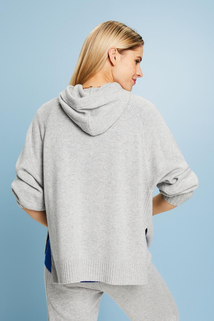 Sweter z kapturem z mieszanki bawełnianej, LIGHT GREY, detail image number 3