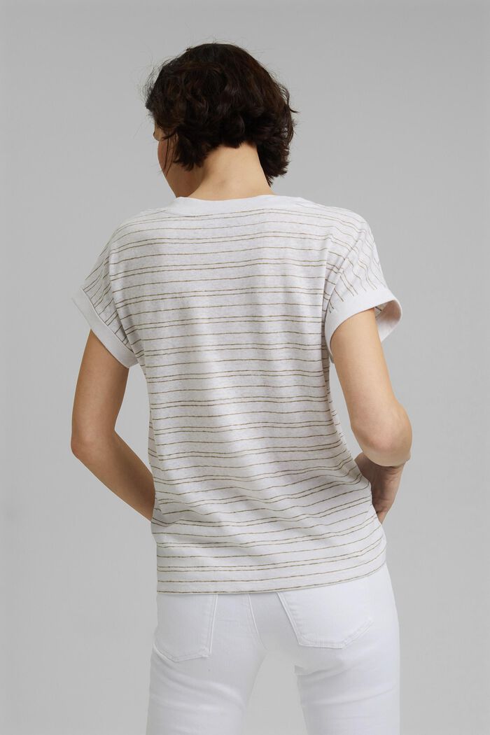 Bawełna/len: T-shirt w paski, WHITE, detail image number 3