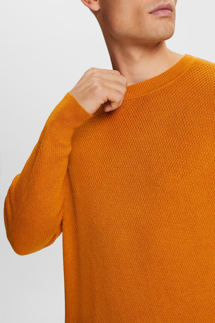 Sweter z okrągłym dekoltem z fakturowanej dzianiny, HONEY YELLOW, detail image number 1