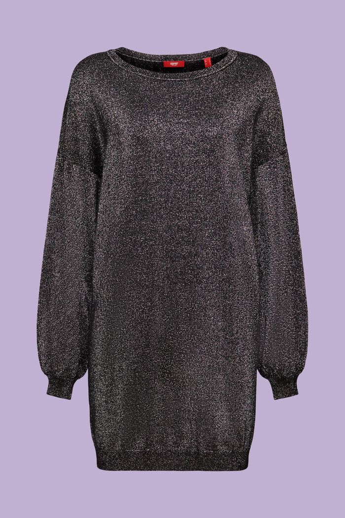 Dzianinowa sukienka mini z połyskiem, LENZING™ ECOVERO™, BLACK, detail image number 6