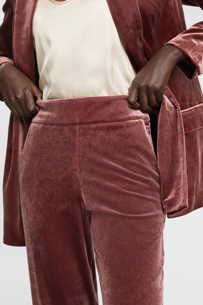 Aksamitne spodnie z szerokimi nogawkami, BORDEAUX RED, detail image number 2