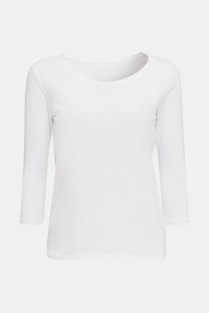 Koszulka bawełniana, rękawy o dł. 3/4, WHITE, detail image number 0