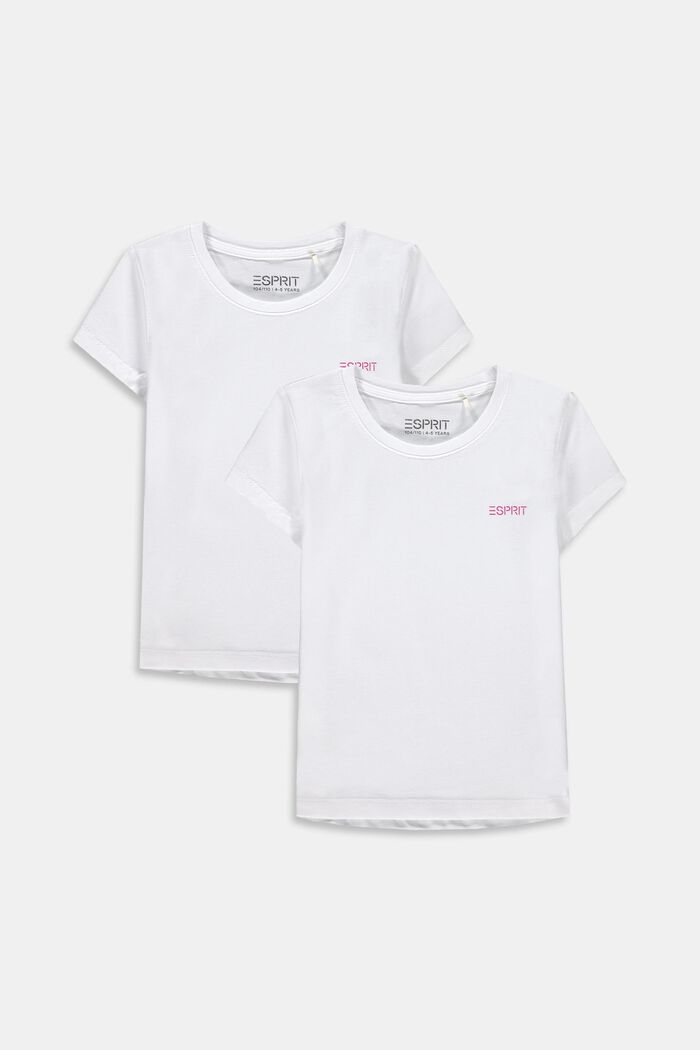 Dwupak: T-shirty z bawełny i streczu, WHITE, overview