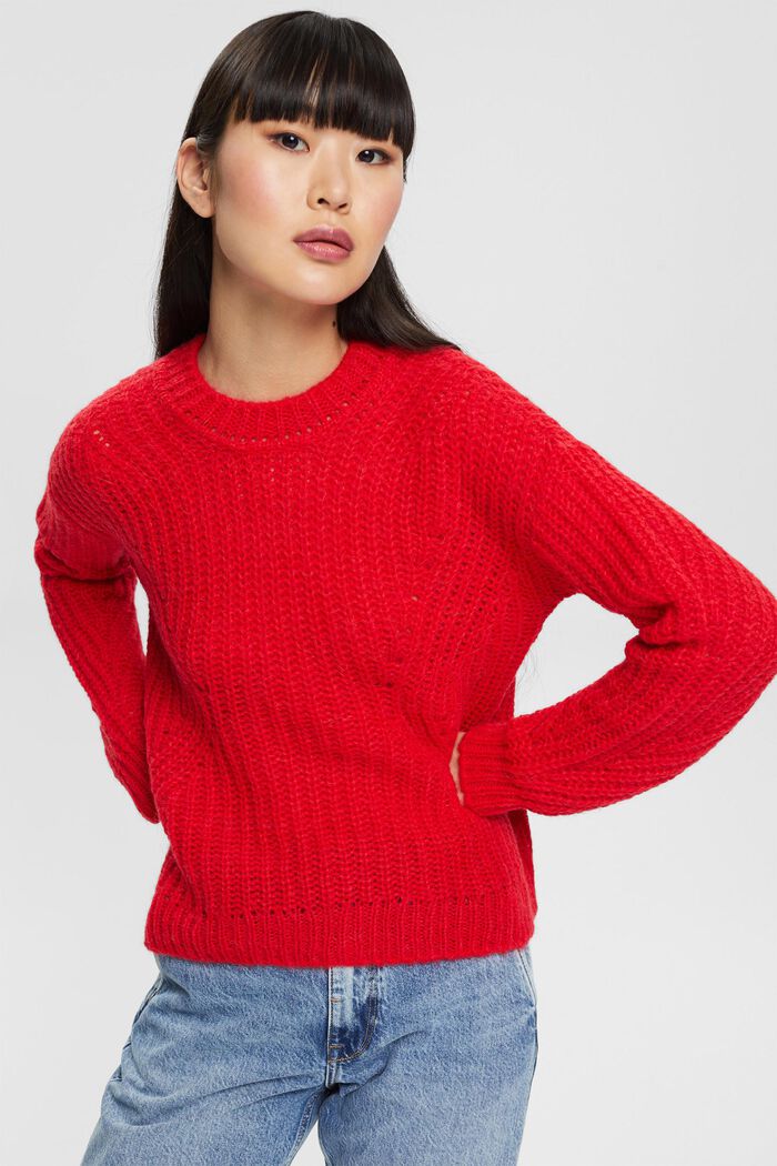 Z alpaką: sweter z dzianiny, RED, detail image number 5