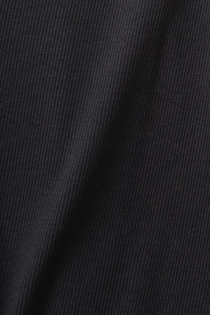 Dżersejowy top z prążkowanej dzianiny z koronką, BLACK, detail image number 5
