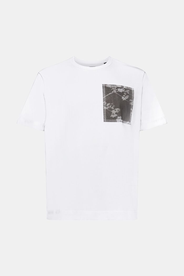 Bawełniany T-shirt z nadrukiem na piersi, WHITE, detail image number 7